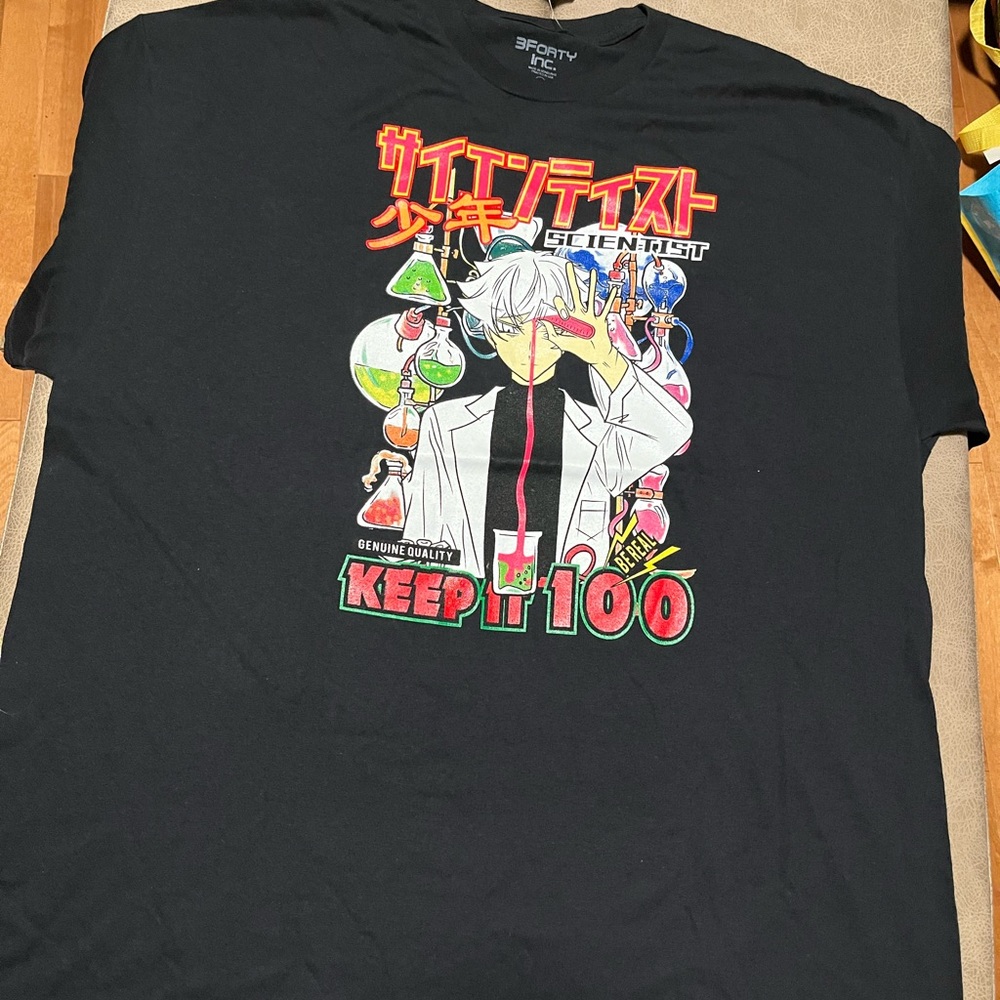 Black Graphic Tee with Anime Design The 3 Fory inc. 2xl